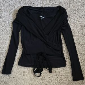 NWT Express Black Off-Shoulder Wrap Blouse